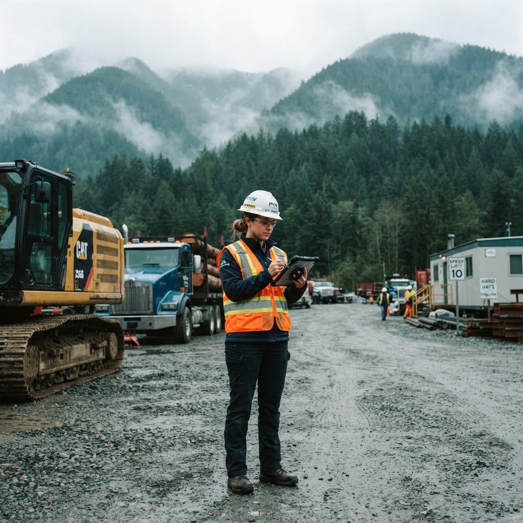 Field inspector documenting commercial assets in the Pacific Northwest